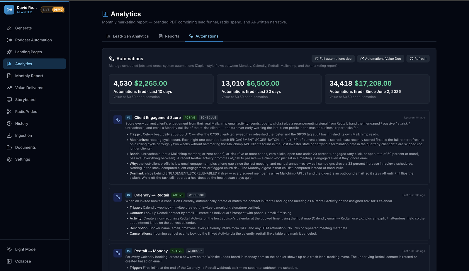Advisor Automation Platform screenshot